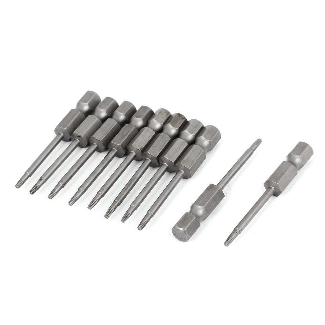 Harfington 1/4" Hex Shank T6 Magnetic S2 Torx Screwdriver Bits 50mm Long Gray 10pcs
