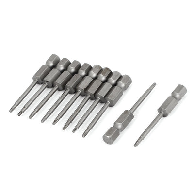 Harfington 1/4" Hex Shank T6 Magnetic S2 Torx Screwdriver Bits 50mm Long Gray 10pcs