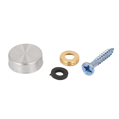 Harfington 16mmx5.5mm Round Cap 3.5mm Dia Thread Glass Advertising Mirror Screw Nail 20pcs