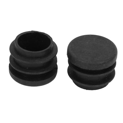 Harfington 19mm Dia Plastic Blanking End Cap Round Ribbed Tube Insert Black 50pcs