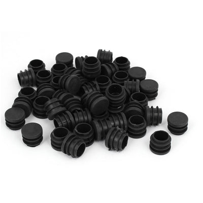 Harfington 19mm Dia Plastic Blanking End Cap Round Ribbed Tube Insert Black 50pcs