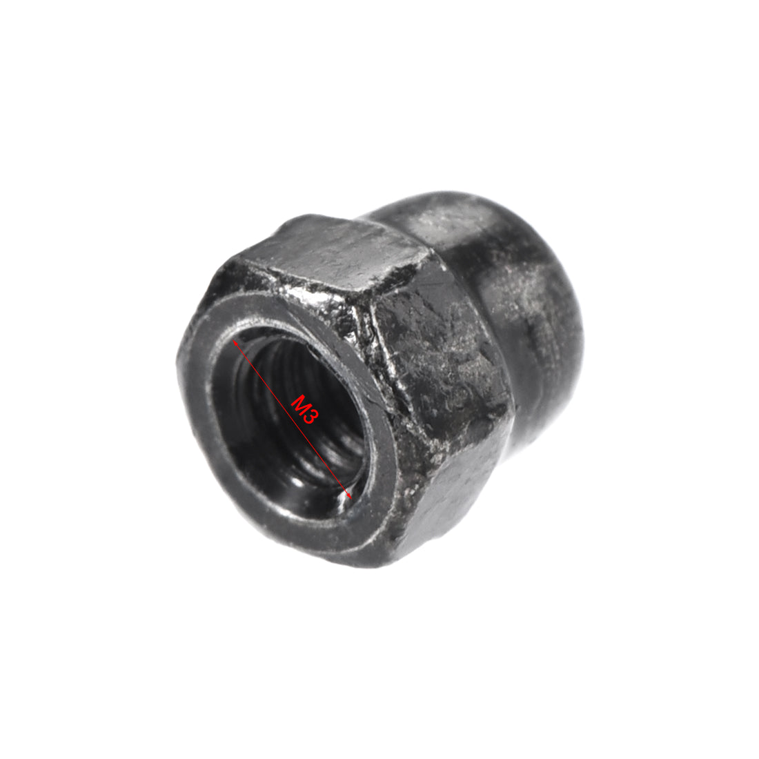 Harfington M3 Thread Dia Dome Head Carbide Steel Cap Acorn Hex Nuts Black 100pcs
