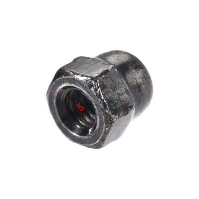 Harfington M3 Thread Dia Dome Head Carbide Steel Cap Acorn Hex Nuts Black 100pcs