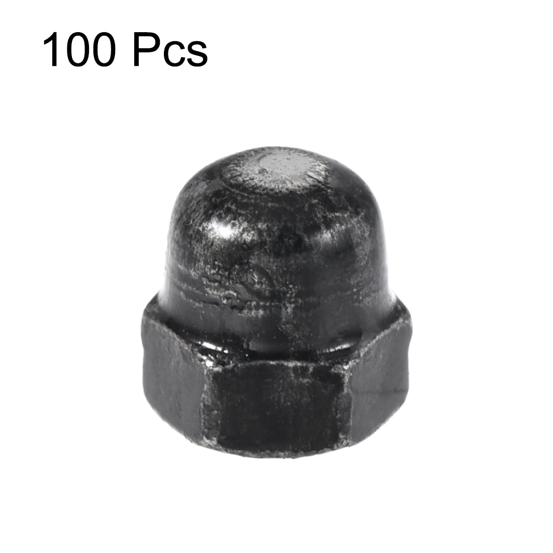 Harfington M3 Thread Dia Dome Head Carbide Steel Cap Acorn Hex Nuts Black 100pcs