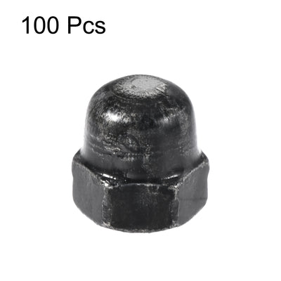 Harfington M3 Thread Dia Dome Head Carbide Steel Cap Acorn Hex Nuts Black 100pcs