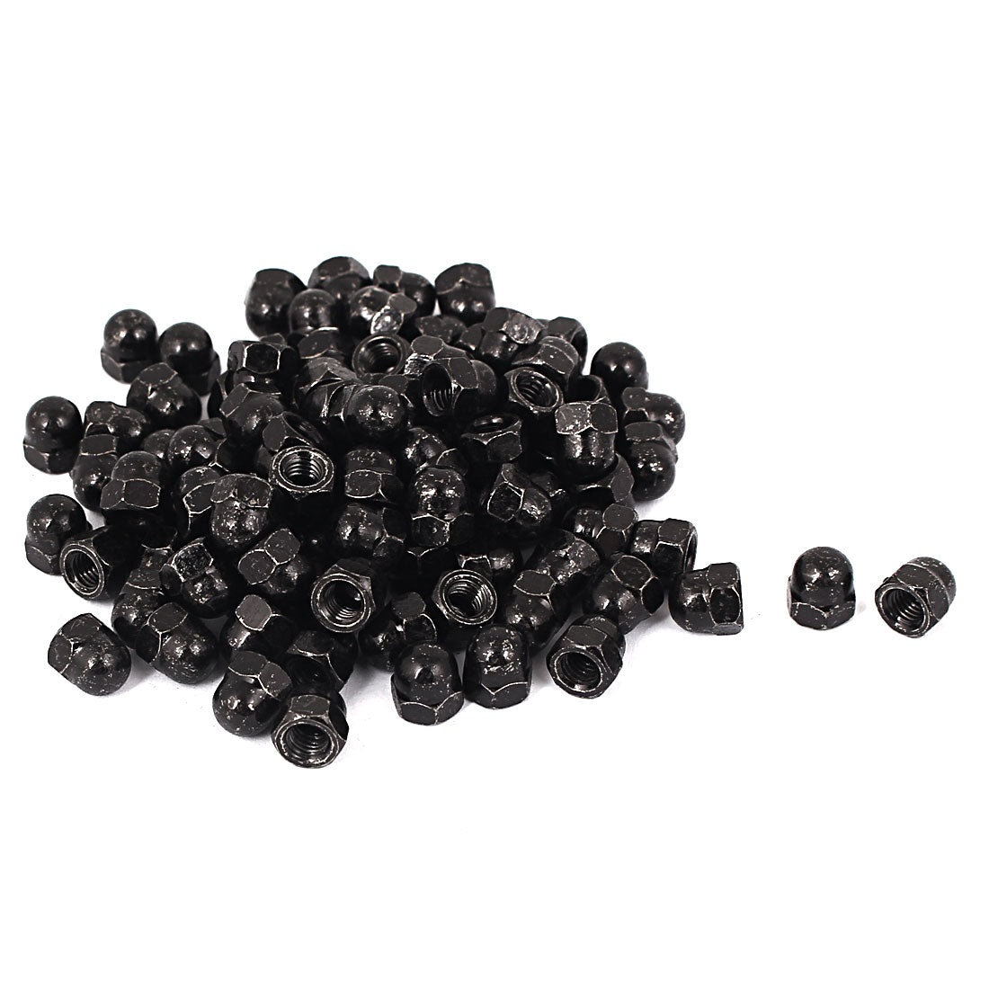 Harfington M5 Thread Dia Dome Head Carbide Steel Cap Acorn Hex Nuts Black 100pcs