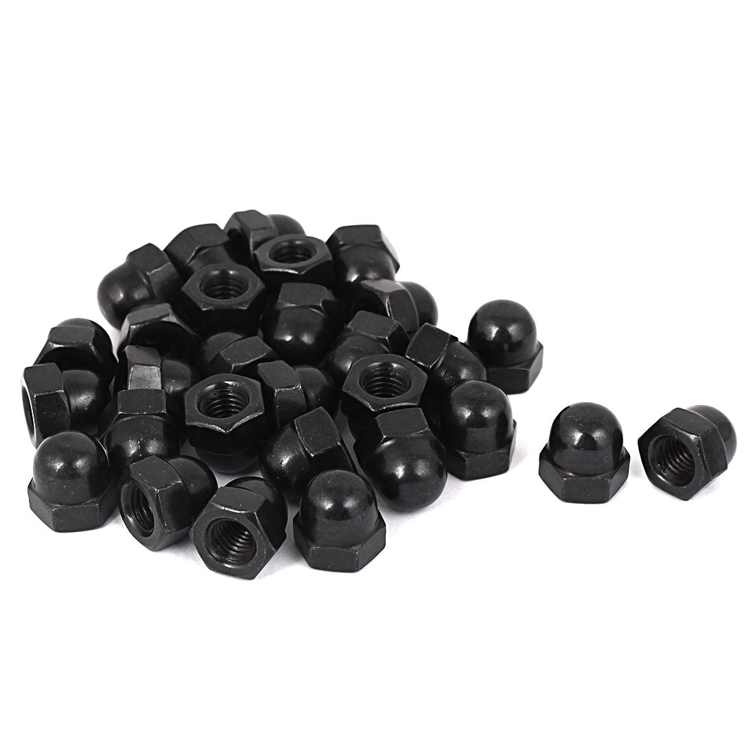 Harfington M8 Thread Dia Dome Head Carbide Steel Cap Acorn Hex Nuts Black 30pcs
