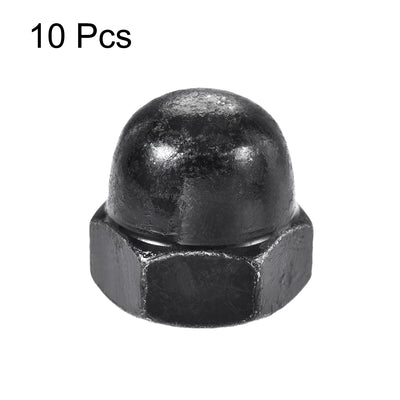 Harfington M10 Thread Dia Dome Head Carbide Steel Cap Acorn Hex Nuts Black 10pcs
