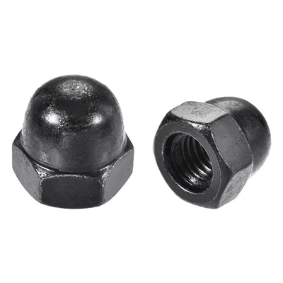 Harfington M10 Thread Dia Dome Head Carbide Steel Cap Acorn Hex Nuts Black 10pcs