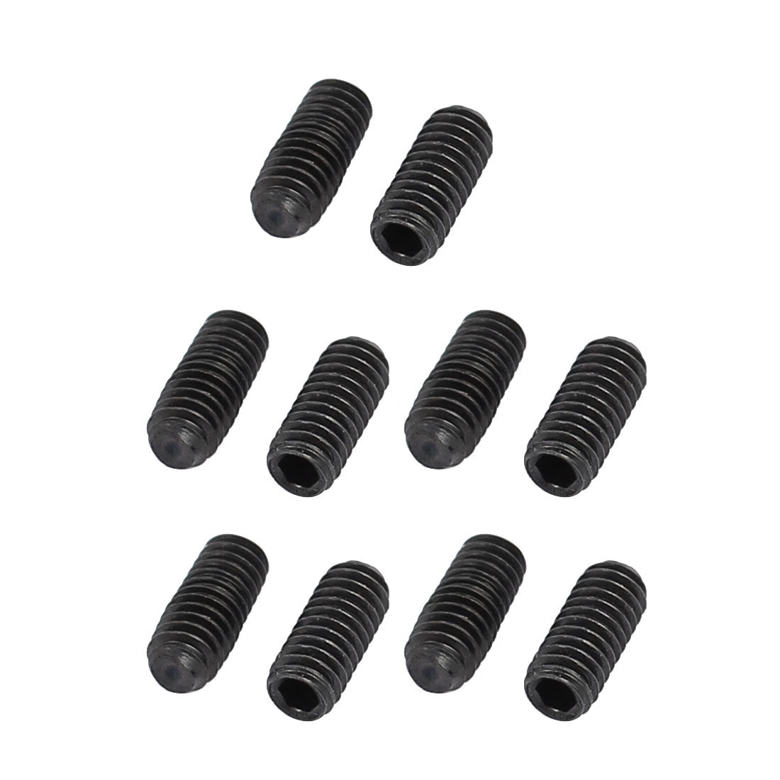 Harfington M2.5 x 6mm Alloy Steel Cup Point Hexagon Socket Head Set Grub Screw Black 10 Pcs