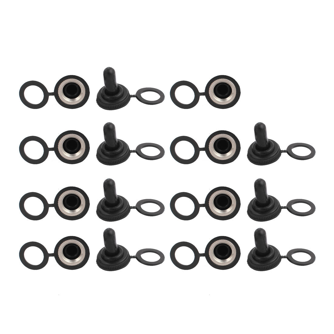 Harfington 15Pcs 12mm Female Thread Waterproof Toggle Switch Boot Rubber Cover Cap Protector Black