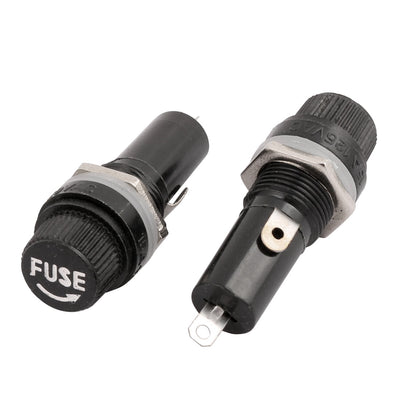 Harfington 15 Pcs Panel Mounting 6mm x 30mm Fuse Holder w Locking Nut Black 250V 10A Black