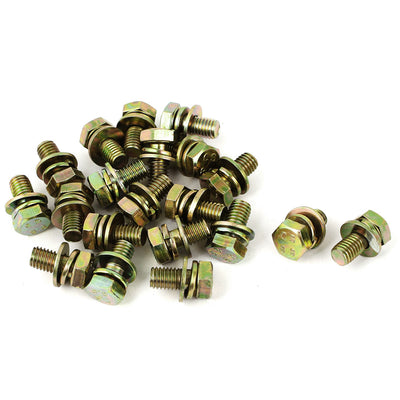 Harfington 20pcs M8x16mm 8.8 Grade Yellow Zinc Plated Hex Head Bolt w Washer