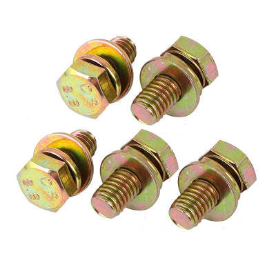 Harfington 5pcs M8x16mm Metric 8.8 Grade Yellow Zinc Plated Hex Head Bolt w Washer