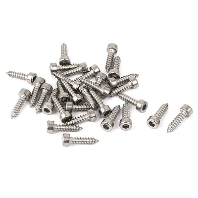 Harfington 30pcs M2.5x10mm Stainless Steel Hex Socket Cap Head Self Tapping Screws