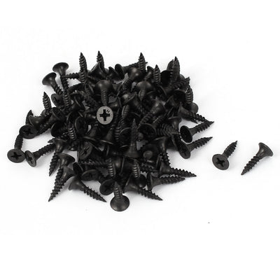 Harfington M3.5x16mm Zinc Plated Phillips Flat Head Self Tapping Screws Black 100pcs