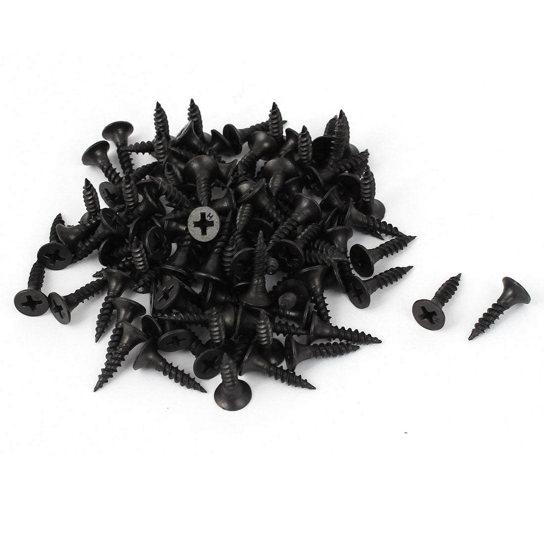 Harfington M3.5x16mm Zinc Plated Phillips Flat Head Self Tapping Screws Black 100pcs
