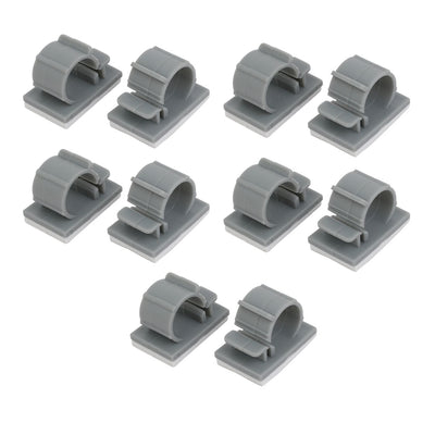 Harfington 14mm Plastic Paste Strap Wire Cable Fixer Saddle Clip Fastener Holder Gray 10pcs