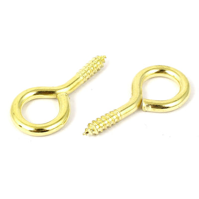 Harfington Jewelry Garden Vine Wire 3.9mm Thread Dia Eyelet Screw Eye Hook Gold Tone 20pcs