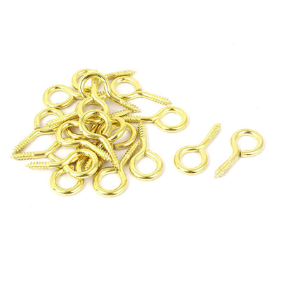 Harfington Jewelry Garden Vine Wire 3.9mm Thread Dia Eyelet Screw Eye Hook Gold Tone 20pcs