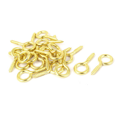 Harfington Garden Vine Wire 5.2mm Thread Dia Eyelet Screw Eye Hook Gold Tone 20pcs
