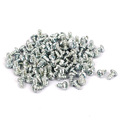 Harfington M3x6mm Zinc Plated Phillips Round Head Self Tapping Screws Fastener 100pcs