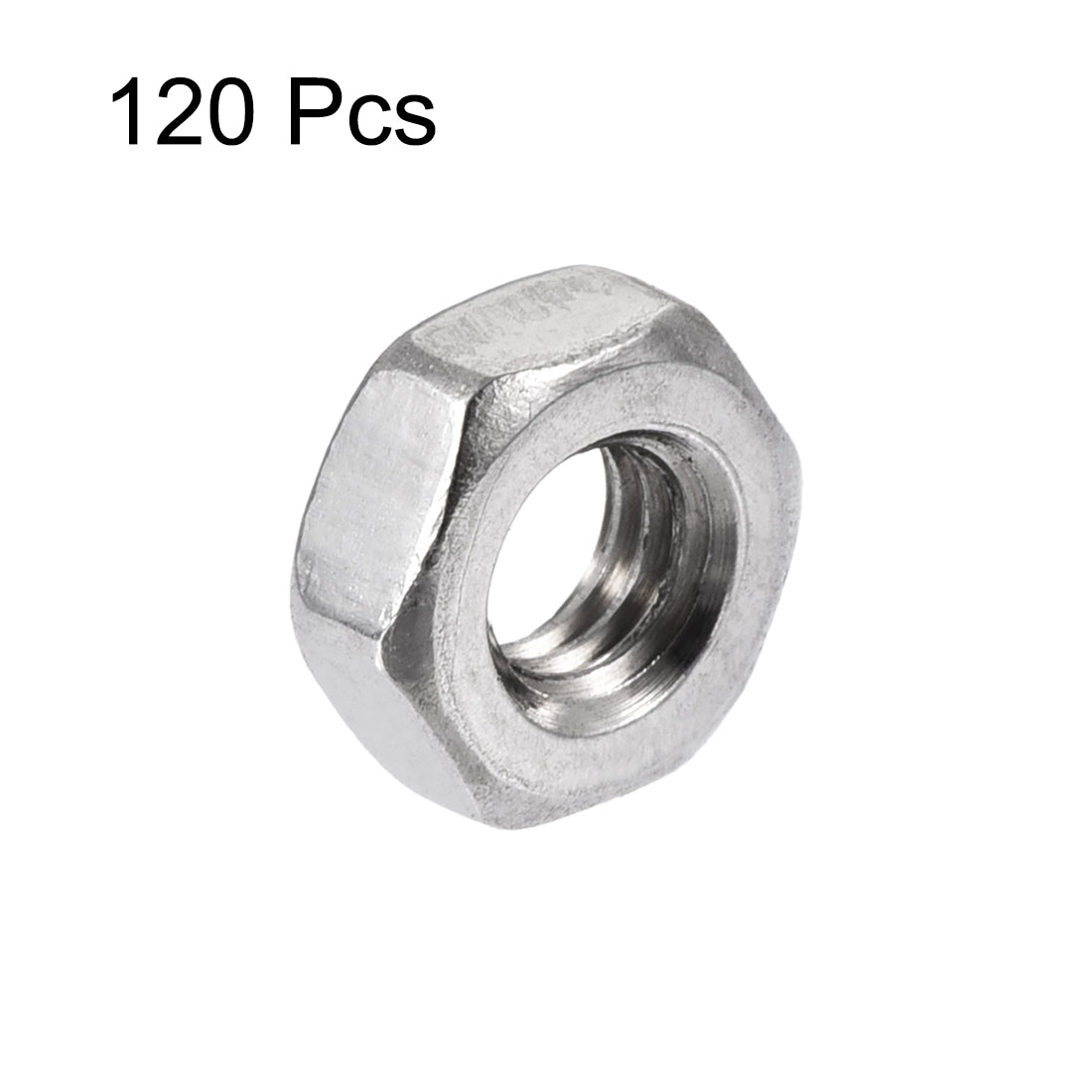 Harfington M3x5.5mmx2.5mm Female Thread Hexagonal Hex Nuts Fasteners Silver Tone 120pcs