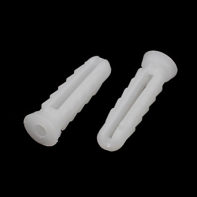 Harfington 6mm x 25mm Plastic Expansion Nail Plugs Wall Anchor Screw White 50pcs
