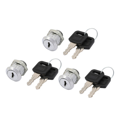 Harfington 18mm Thread Dia 30mm Height Drawer Door Tool Box Cylinder Cam Lock 3pcs