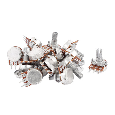 Harfington 15Pcs 15mm Long Shaft B Type 10K Ohm 3P Adjustable Single Linear Potentiometer