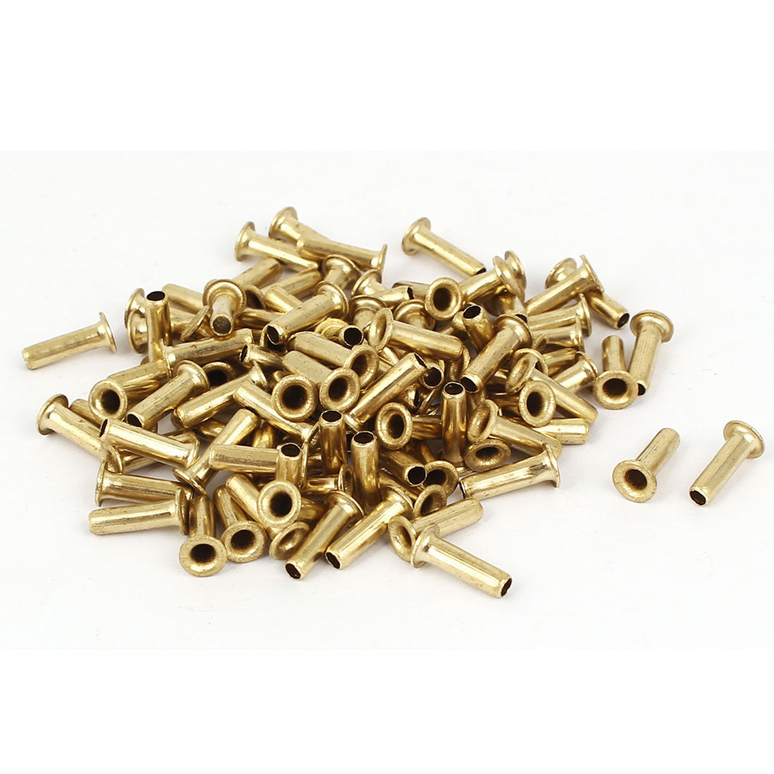 Harfington 3mm x 10mm Double Sided Brass Plated Hollow Rivets Grommets Gold Tone 100 Pcs