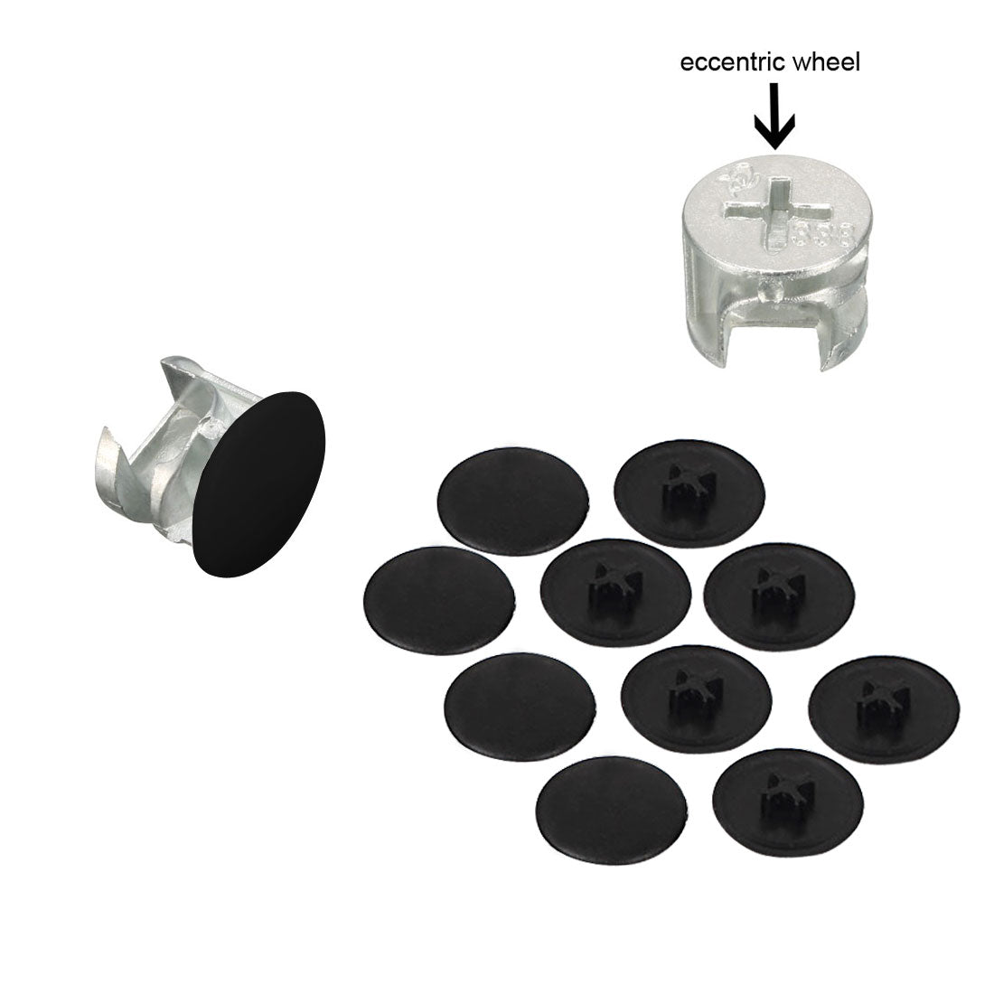 Harfington 17mm Dia Round Black Plastic Decoration Cap Cover 60pcs