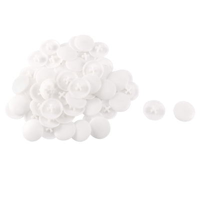 Harfington 17mm x 4.5mm Round Shaped White Plastic Phillips Screw Caps Lids 60pcs