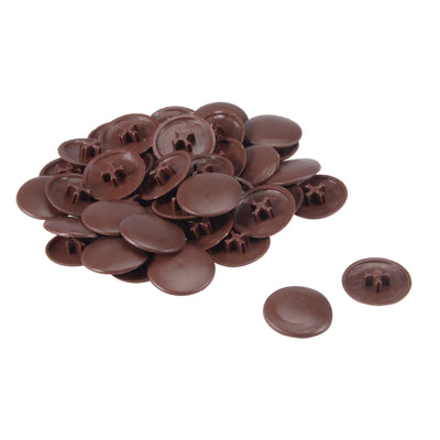Harfington 16.5mm Dia Round Shape Plastic Phillips Screw Cap Cover Dark Brown 40pcs
