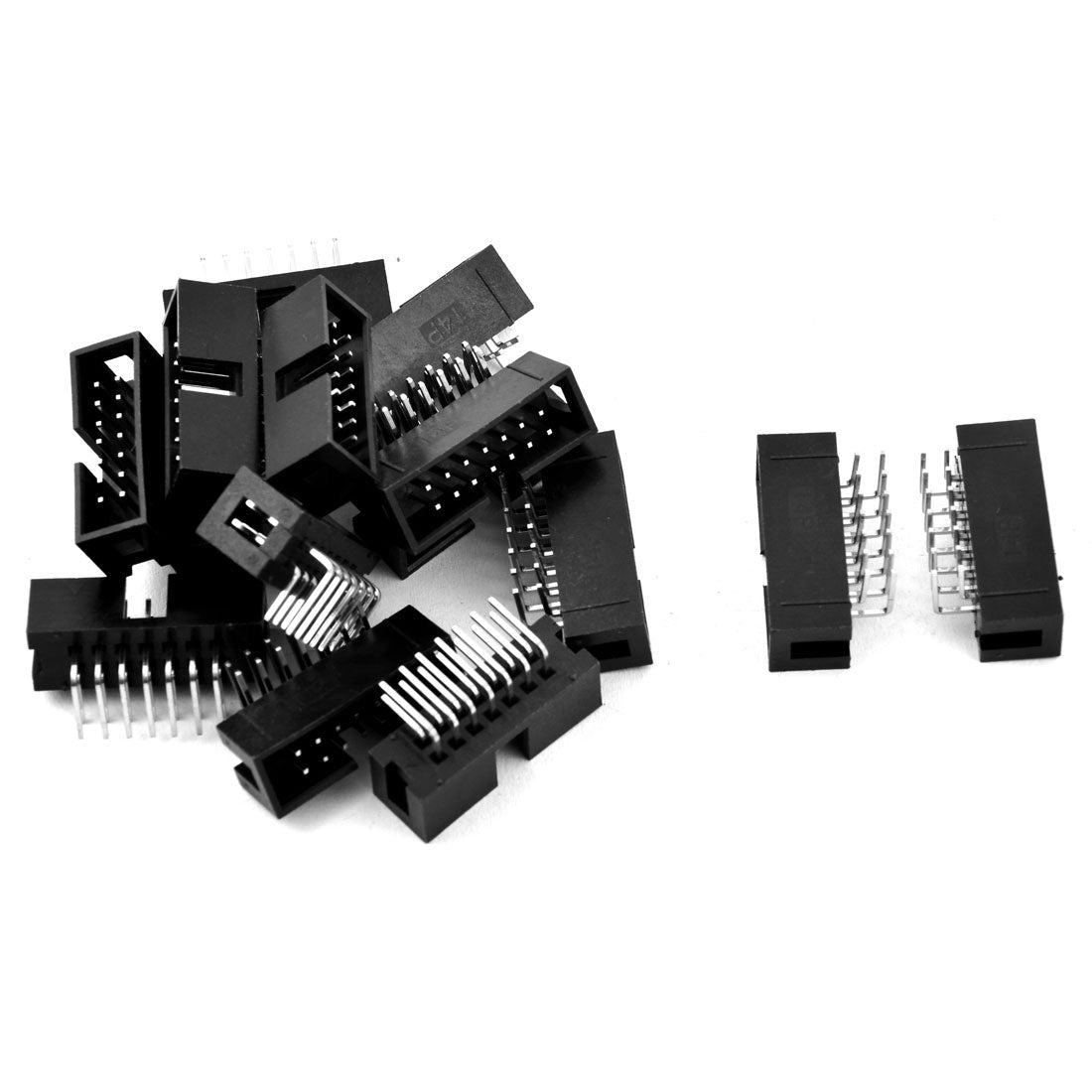 Harfington 15 Pcs 14-Pin Double Row 90 Degree Angle IDC Box Header Connector Pitch 2.54mm