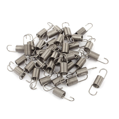 Harfington 10mm x 7mm x 0.7mm Stainless Steel Dual Hook Tension Spring Gray 38pcs