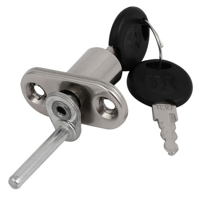 Harfington 16mm Dia Zinc Alloy Cabinet Drawer Security Lock Silver Tone w 2 Keys