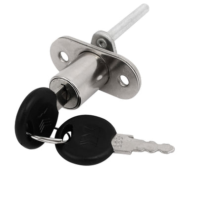 Harfington 16mm Dia Zinc Alloy Cabinet Drawer Security Lock Silver Tone w 2 Keys