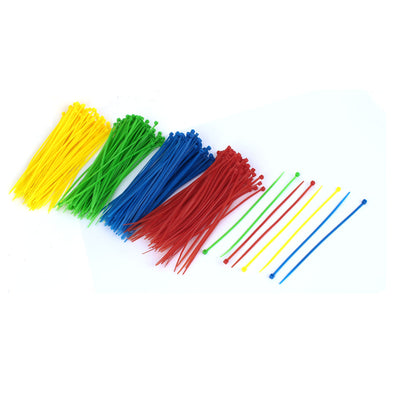 Harfington 150mm Long 3mm Wide Nylon Cable Wrap Zip Ties Red Blue Green Yellow 400pcs