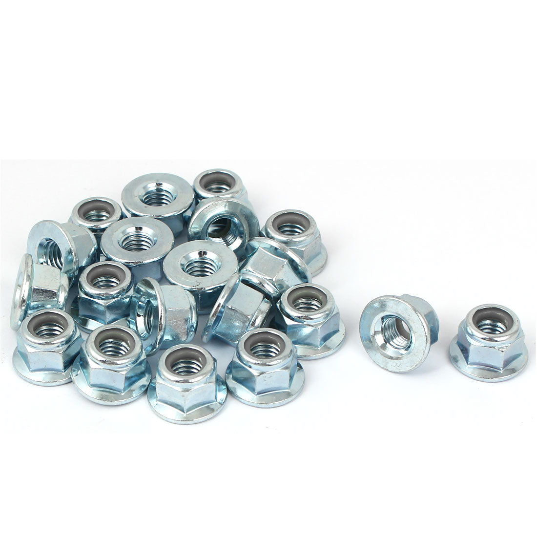 Harfington M8 Metric Carbon Steel Hex Flange  Lock Nut 20pcs