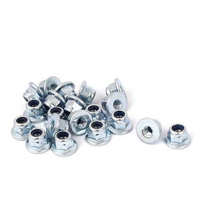Harfington M3 Metric Carbon Steel Hex Flange  Lock Nut 20pcs