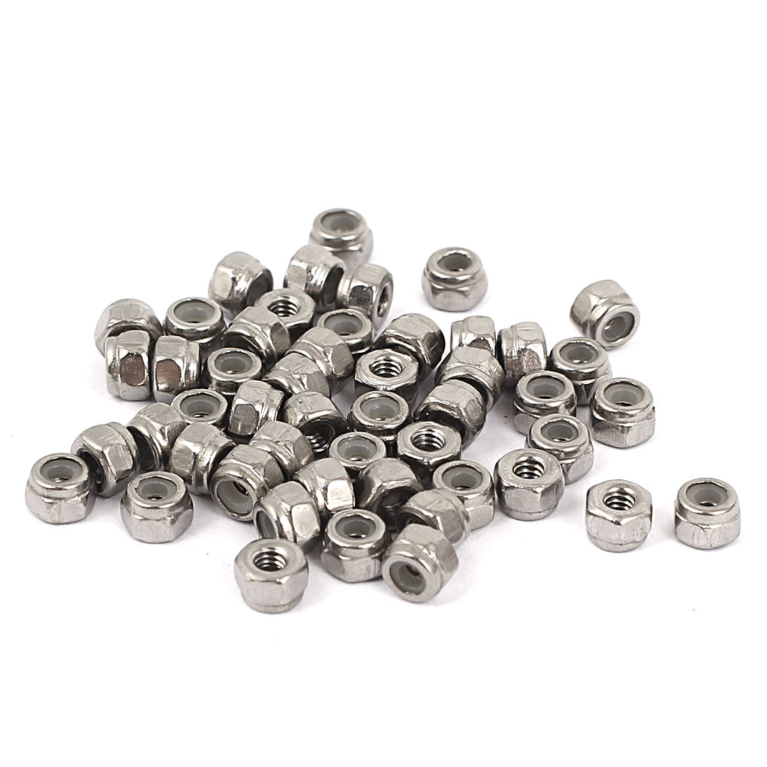 Harfington M2 304 Stainless Steel Nylock Self-Locking Nylon Insert Hex Lock Nuts 50pcs