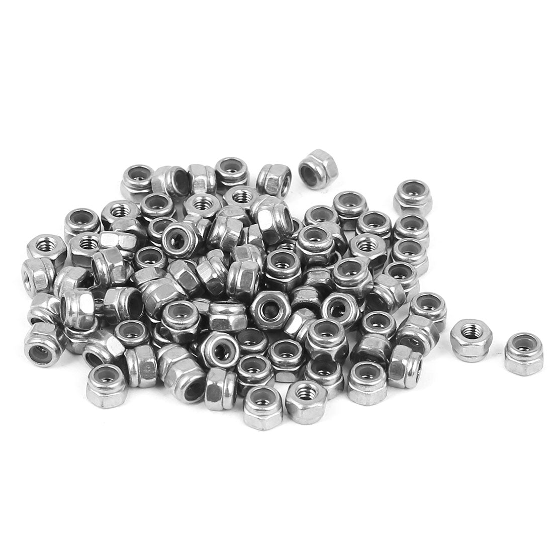 Harfington M2.5 304 Stainless Steel Nylock Self-Locking Nylon Insert Hex Lock Nuts 100pcs
