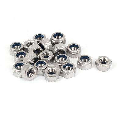 Harfington M8 304 Stainless Steel Nylock Self-Locking Nylon Insert Hex Lock Nuts 20pcs