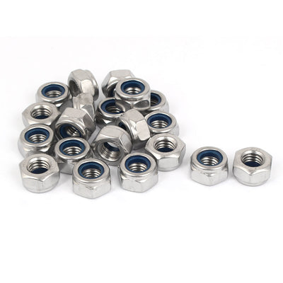 Harfington M10 304 Stainless Steel Self-Locking Nylon Insert Hex Lock Nuts 20pcs