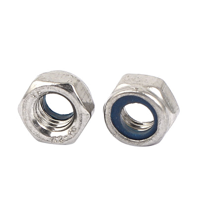 Harfington M6 304 Stainless Steel Self-Locking Hex Lock Stop Nut Silver Tone 20pcs