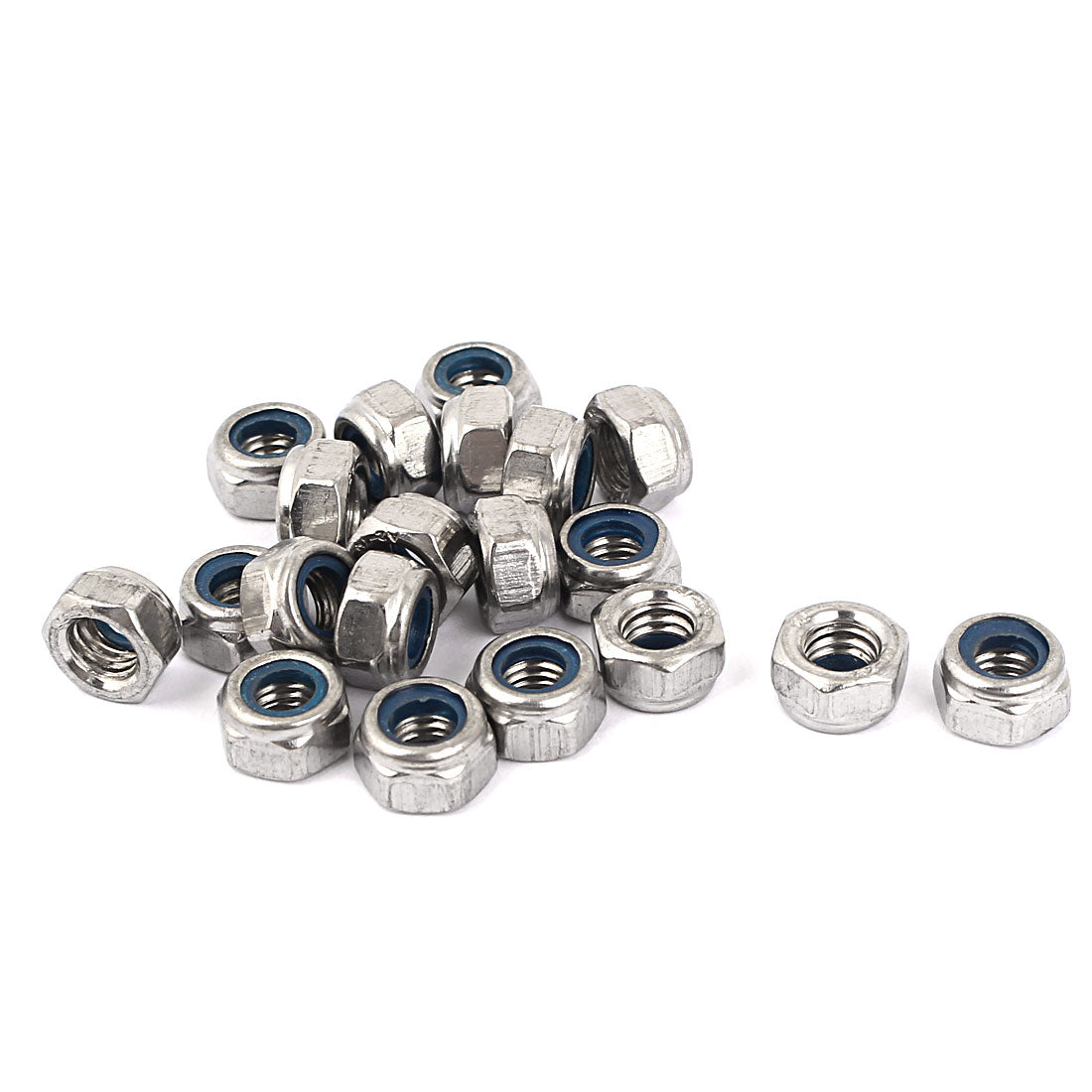 Harfington M6 304 Stainless Steel Self-Locking Hex Lock Stop Nut Silver Tone 20pcs
