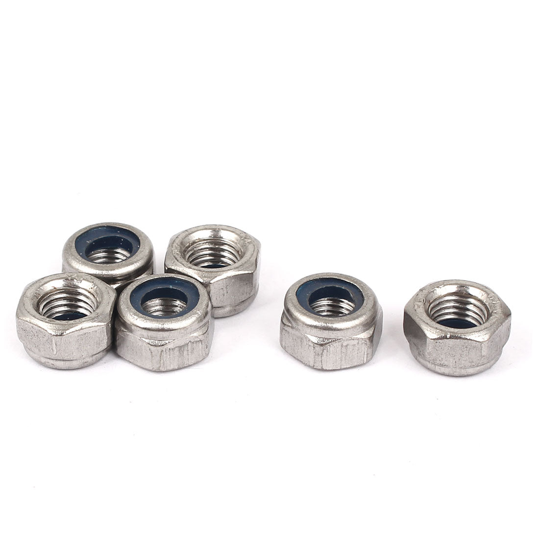 Harfington M8x1mm 304 Stainless Steel Nylock Self-Locking Nylon Insert Hex Lock Nuts 6pcs