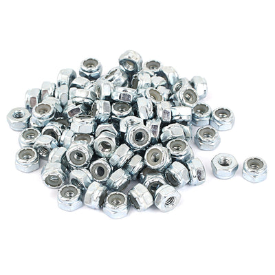 Harfington 10#-32 Zinc Plated Nylock Self-Locking Nylon Insert Hex Lock Nut 100pcs