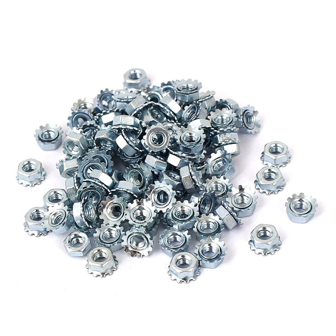 Harfington M3 Female Thread Zinc Plated Kep Hex Star Lock Nut 100pcs